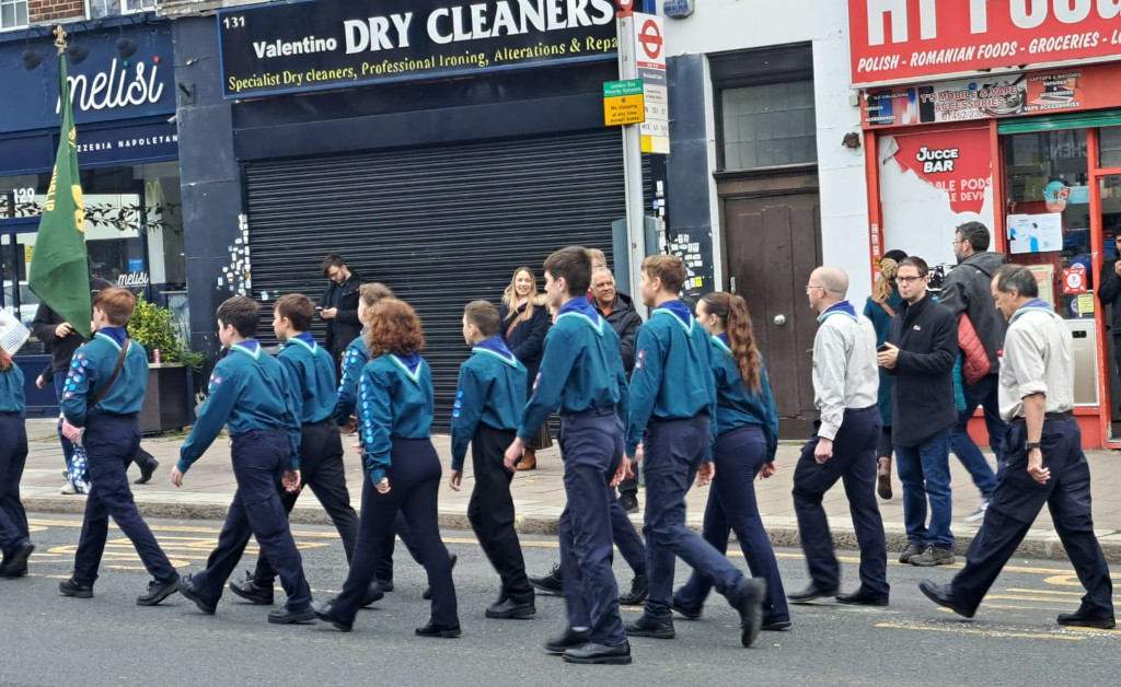 2nd/9th Ruislip Scouts in the parade at the traffic lights end of the High Street