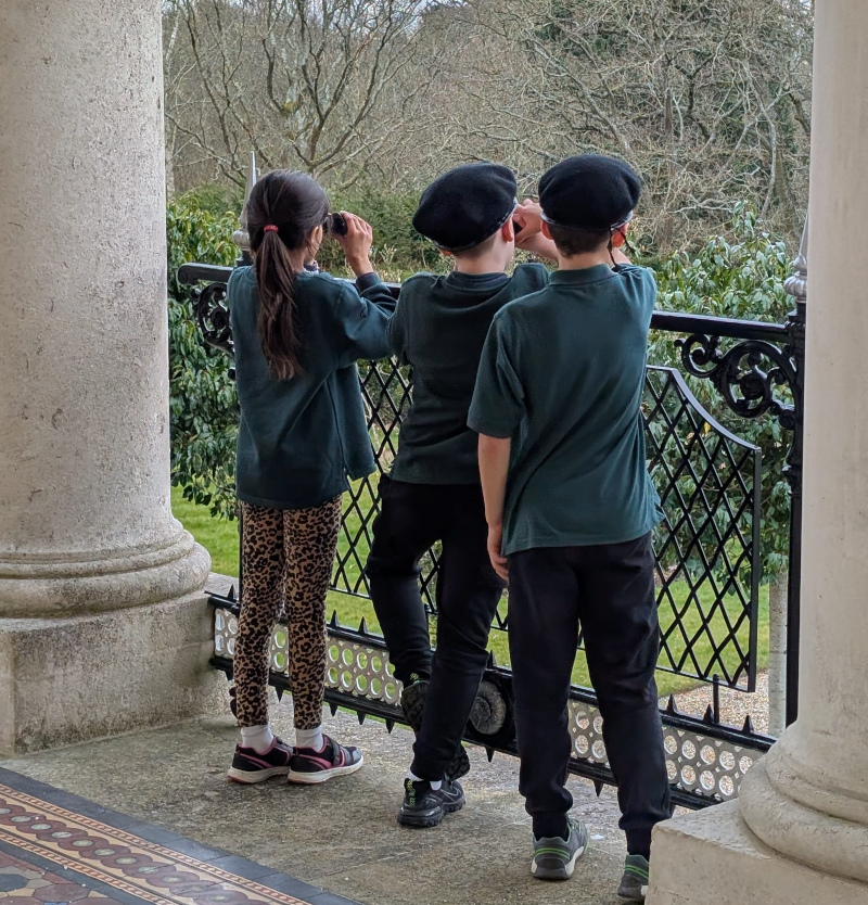 Cubs looking out for enemy aircraft from the terrace